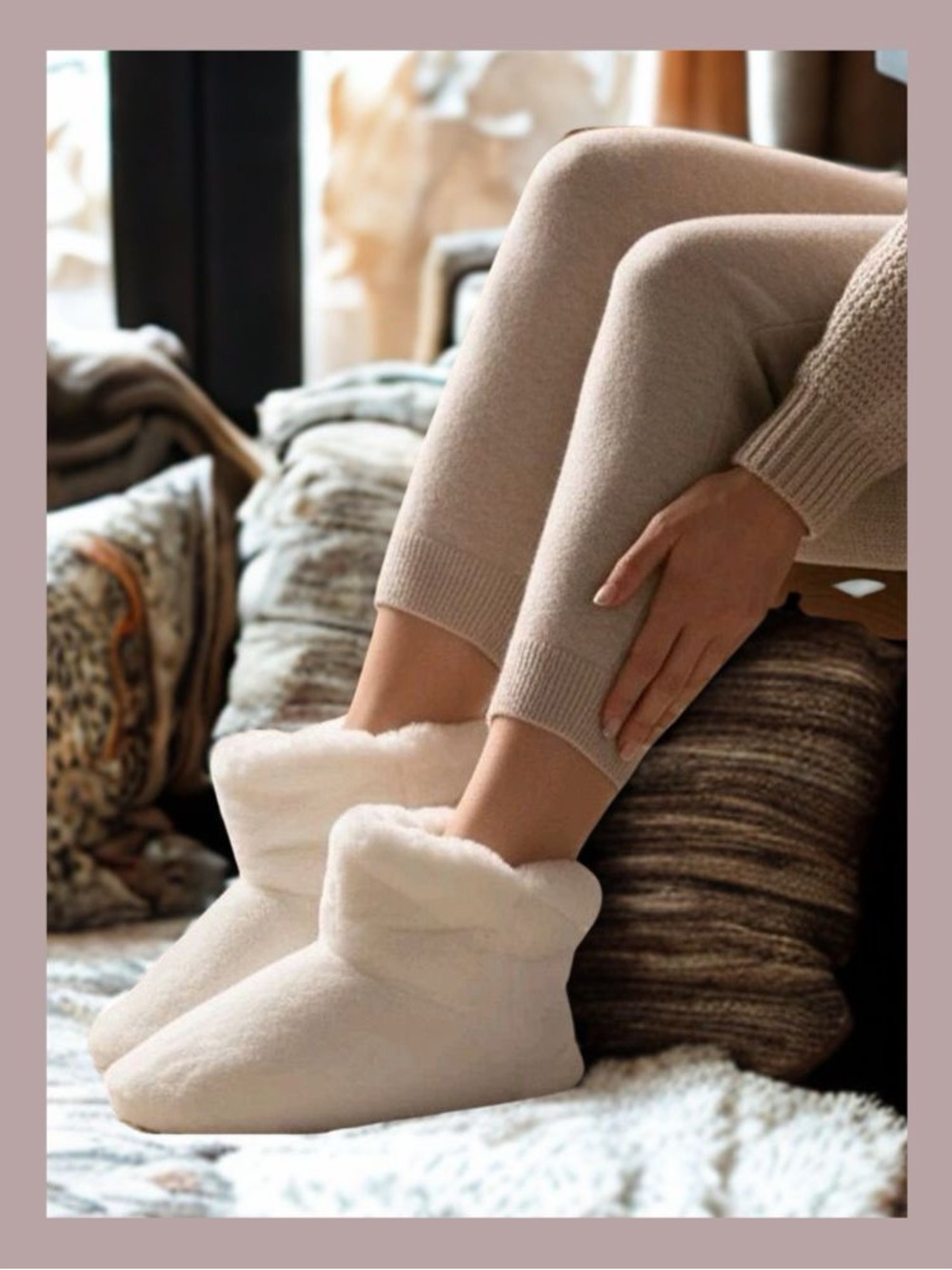 2 Pairs Auden Faux Fur Booties Slippers NWT White M/L 8-10 (2 pairs for $22)